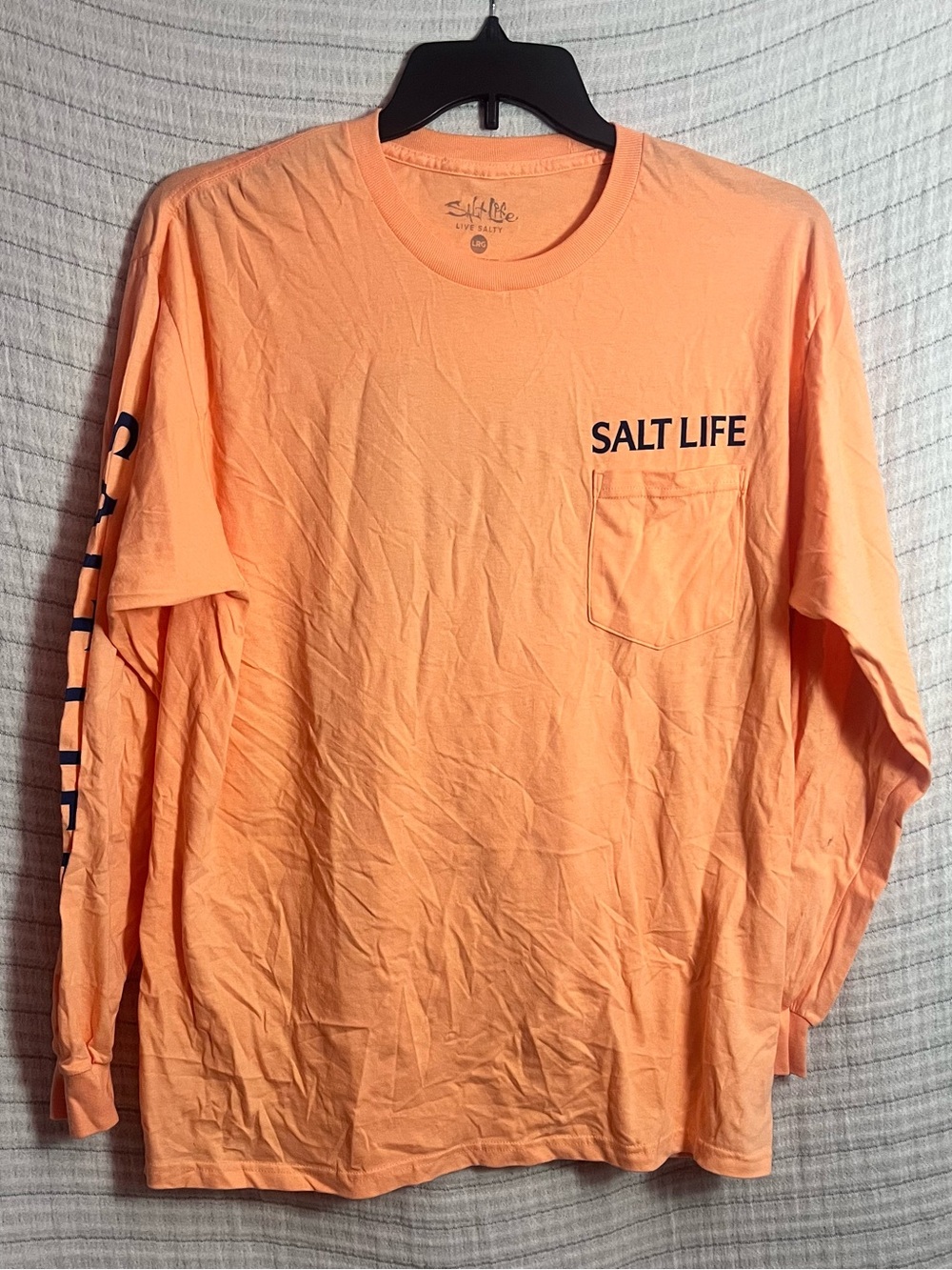 Salt Life Long Sleeve Pocket Tee in Peach Orange